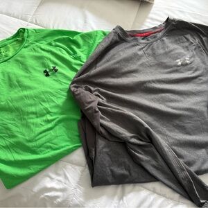 Under Armour Green and Gray Long Sleeve Shirts